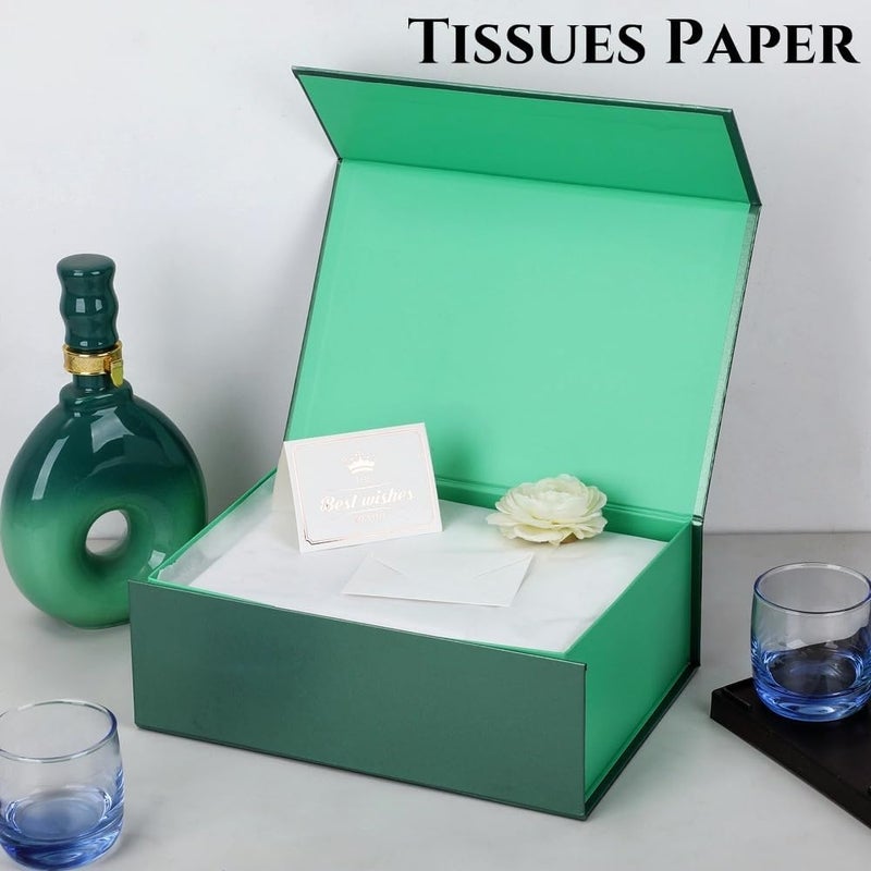 UoeRing 6 Pack Green Gift Box 11.5x8x4 inch Luxury Gift Box for Presents with Magnetic Lid Collapsible,Birthday,Christmas,Contains Card, Ribbon, Tissue Paper,Shredded Paper Fille - Image 5
